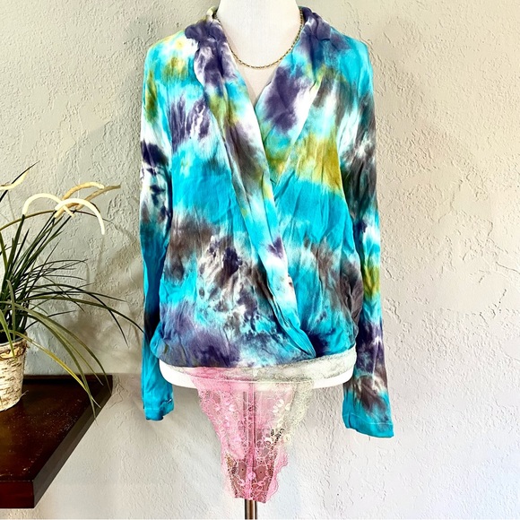EUC Free People Intimately Elsa Tie Dye Surplice Bodysuit, XS - Picture 5 of 15